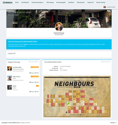 ewarga user home page